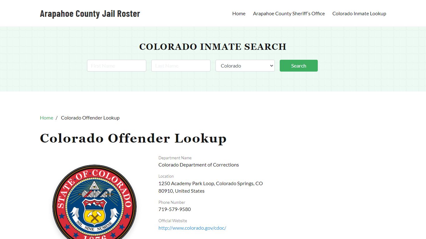 Colorado Inmate Search, Jail Rosters - Arapahoe County Jail